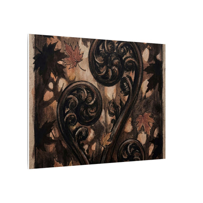 Mono No Aware Fern Unfurling Canvas Art - Dark Japandi Charcoal Ink