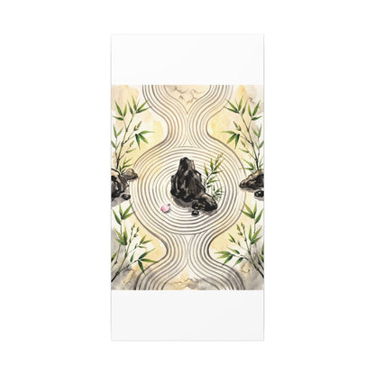 Zen Rock Garden in Golden Hour | Sumi E Canvas Art