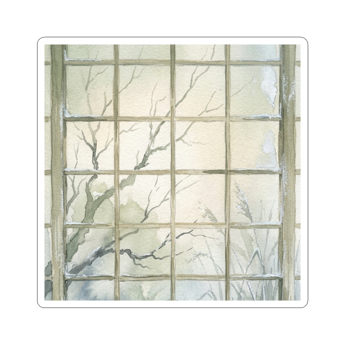 Shoji Screen Winter Sticker | Japandi Cozy Design