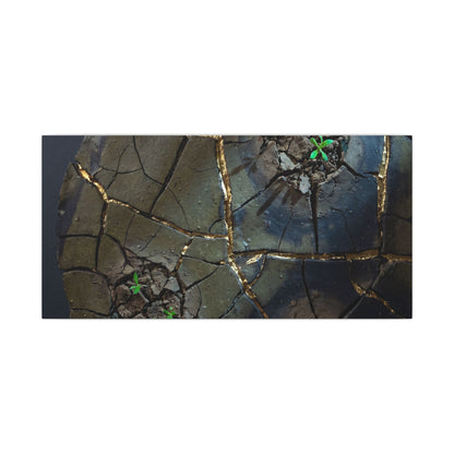 Dark Japandi Cracked Earth in Moonlight | Moody Minimal Canvas Art