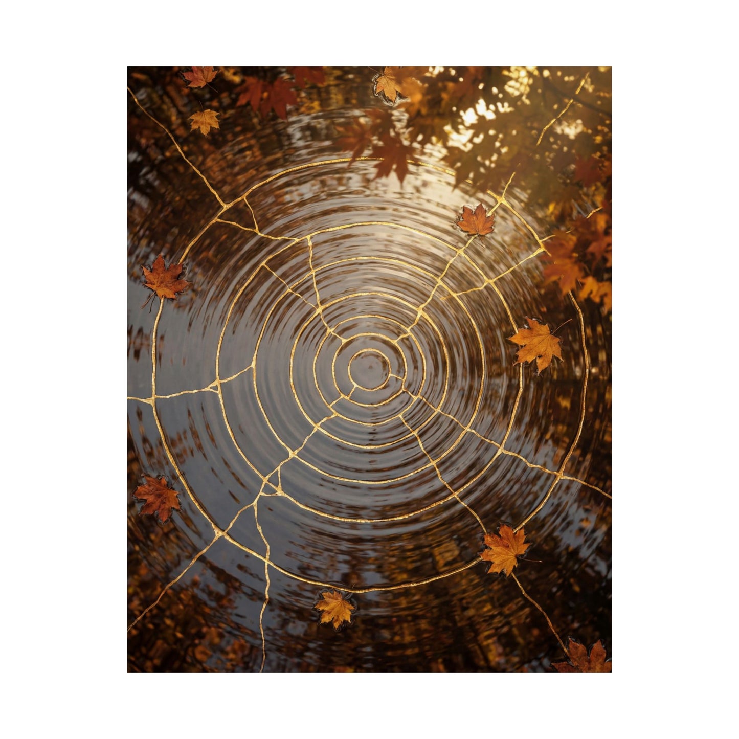 Water Ripple Autumn Wall Art Print | Kintsugi Resilient Design