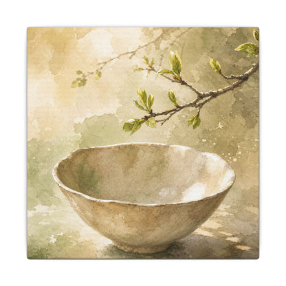 Warm Ceramic Bowl Canvas Art - Watercolor Japandi
