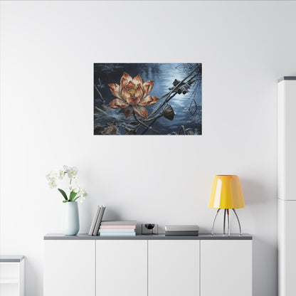 Winter Lotus Flower Broken Beauty Canvas Art | Healing Decor