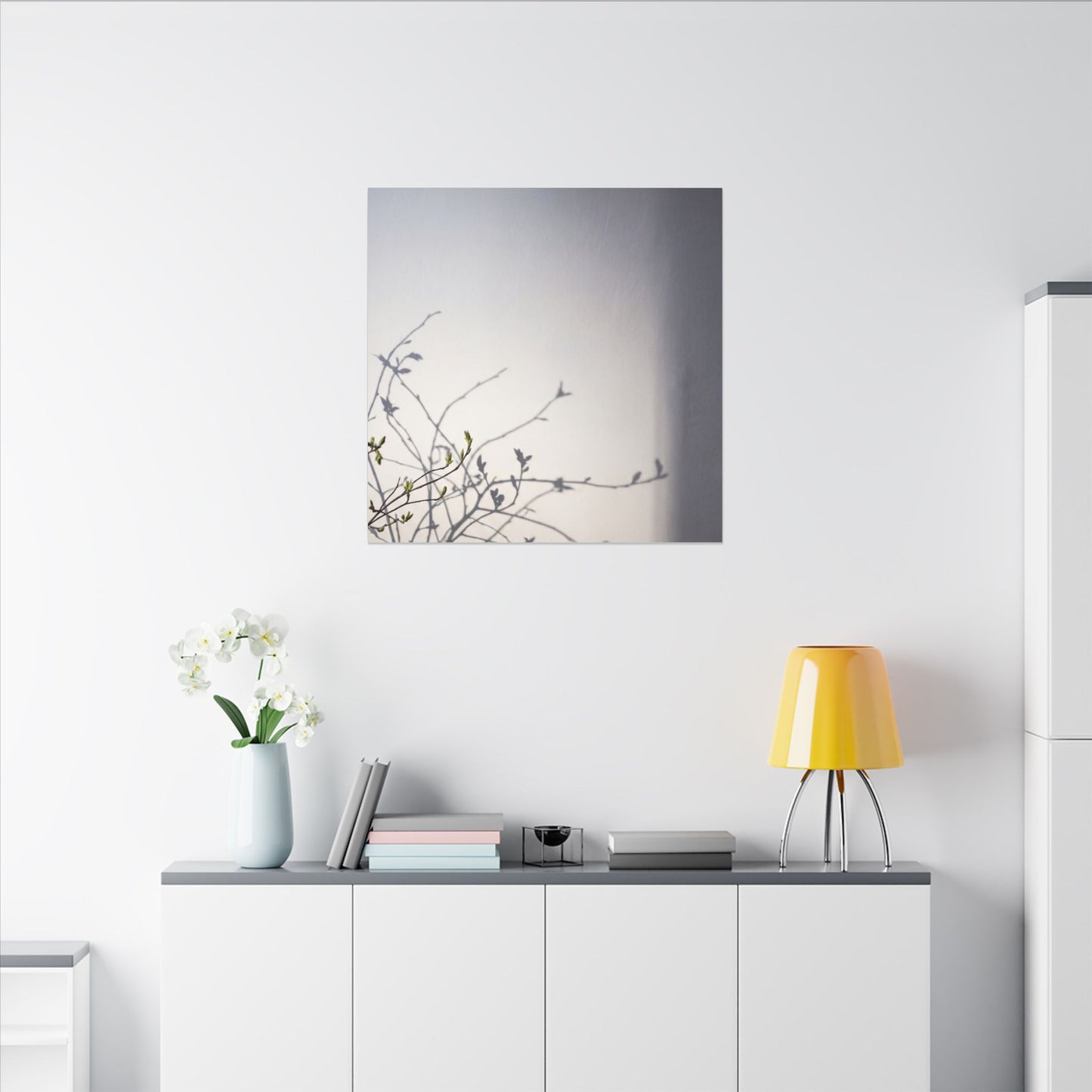 Japandi Shadow Play in Dawn | Japanese Pattern Canvas Art