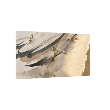 Ink Brushstroke Watercolor Canvas Art | Neutral Japandi Art