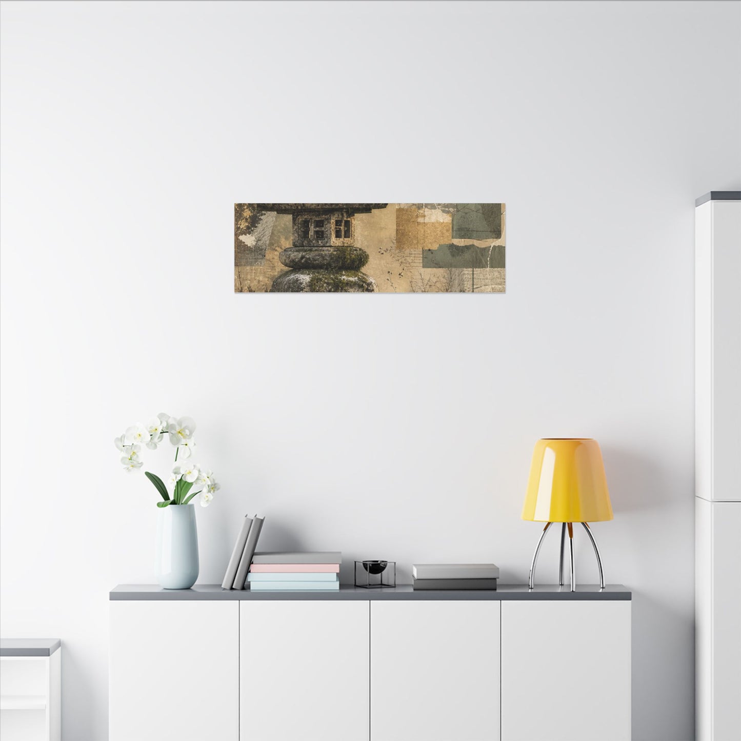 Elegant Stone Lantern Canvas Art - Texture Japandi
