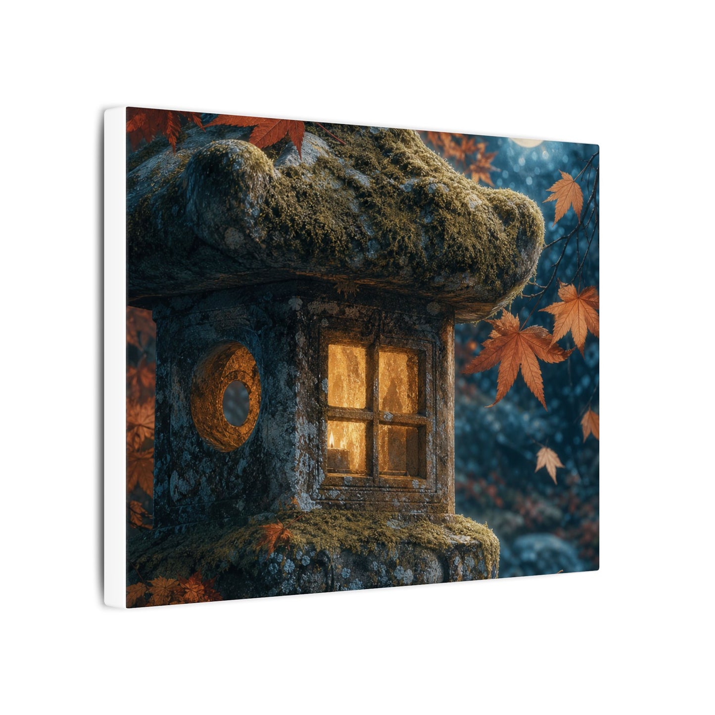 Autumn Stone Lantern Forest Whimsy Canvas Art | Earthy Decor