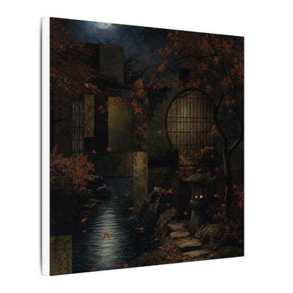 Moonlight Moonlit Garden Canvas Art - Dark Japandi Shibui