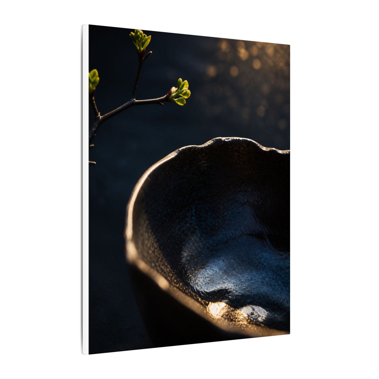 Ma Ceramic Bowl Canvas Art - Dark Japandi Shadow Zen