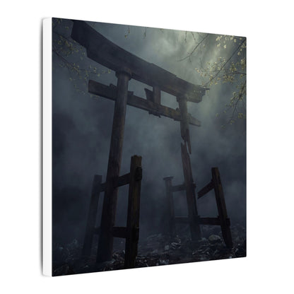 Dark Japandi Torii Gate in Dappled | Moody Minimal Canvas Art