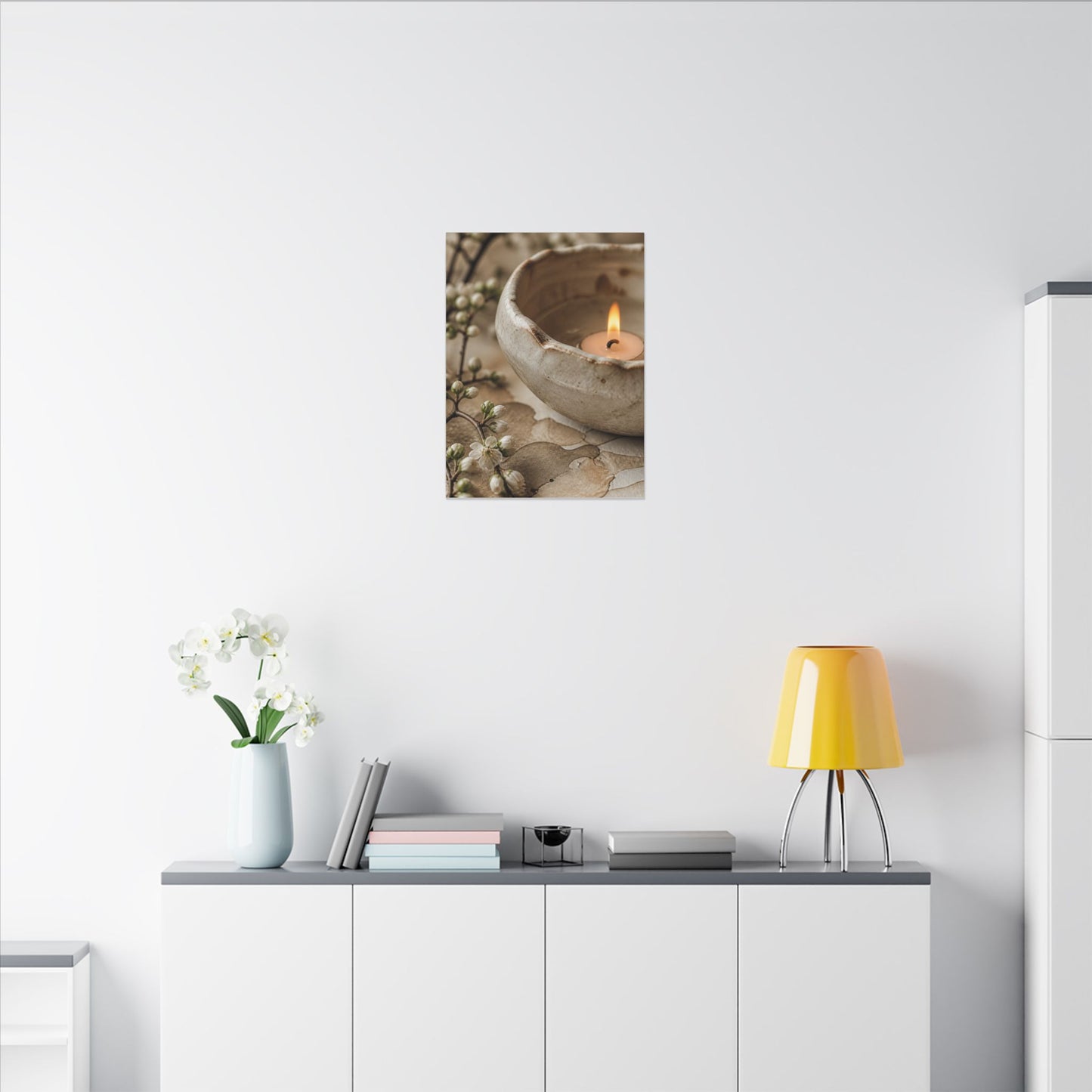 Kanso Ceramic Bowl Canvas Art - Japandi Watercolor