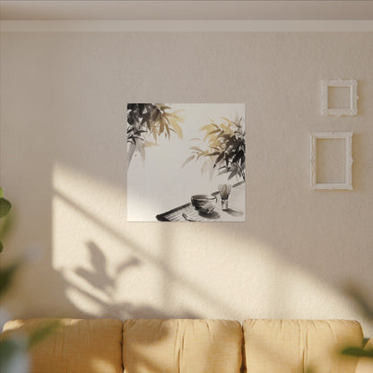 Tea Ceremony Sumi E Canvas Art | Serene Zen Art