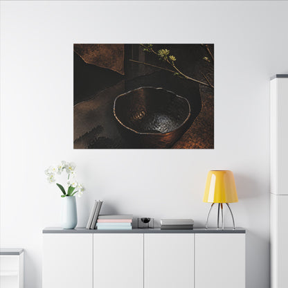 Atmospheric Ceramic Bowl Canvas Art - Shadow Zen Dark Japandi