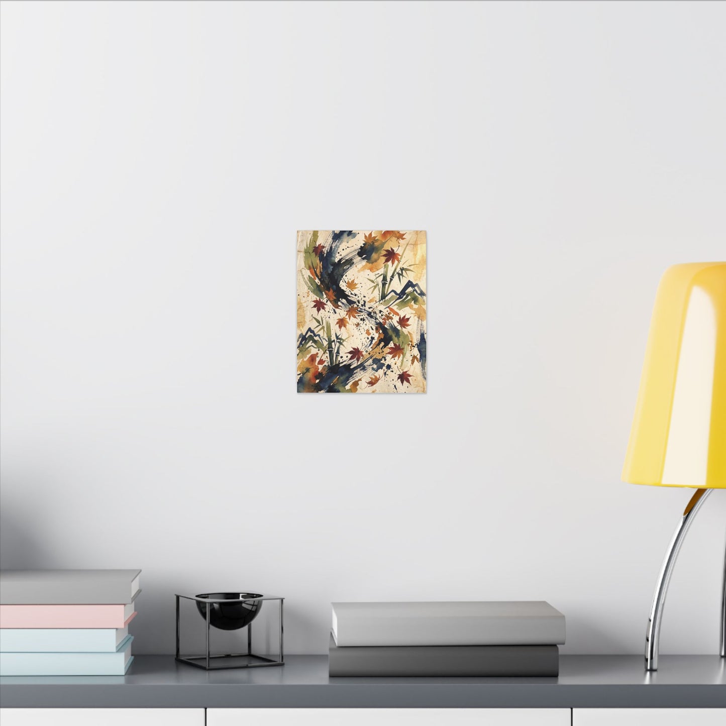 Golden Hour Ink Brushstroke Canvas Art - Zen Shibui