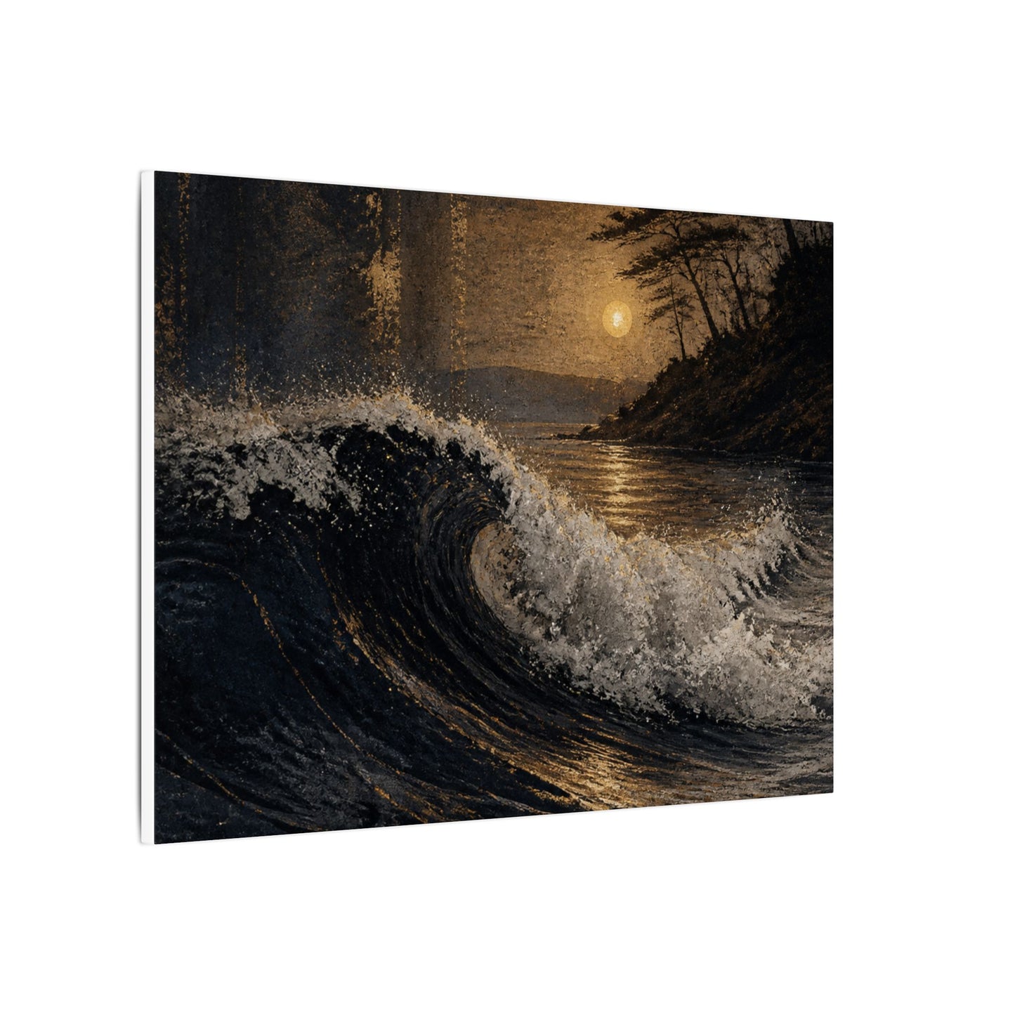 Ocean Wave Dark Texture Canvas Art | Bold Dark Japandi Art