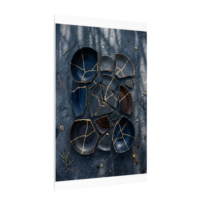 Dark Japandi Broken Pottery in Dappled | Shadow Zen Canvas Art