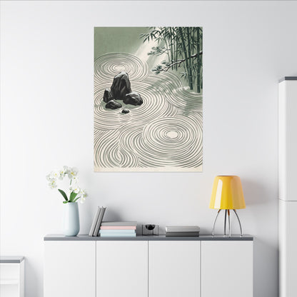 Shibui Rock Garden Canvas Art - Zen Ukiyo E Inspired