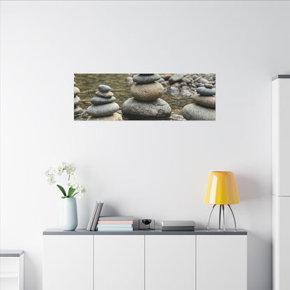 Zen River Stones in Dawn | Karesansui Canvas Art