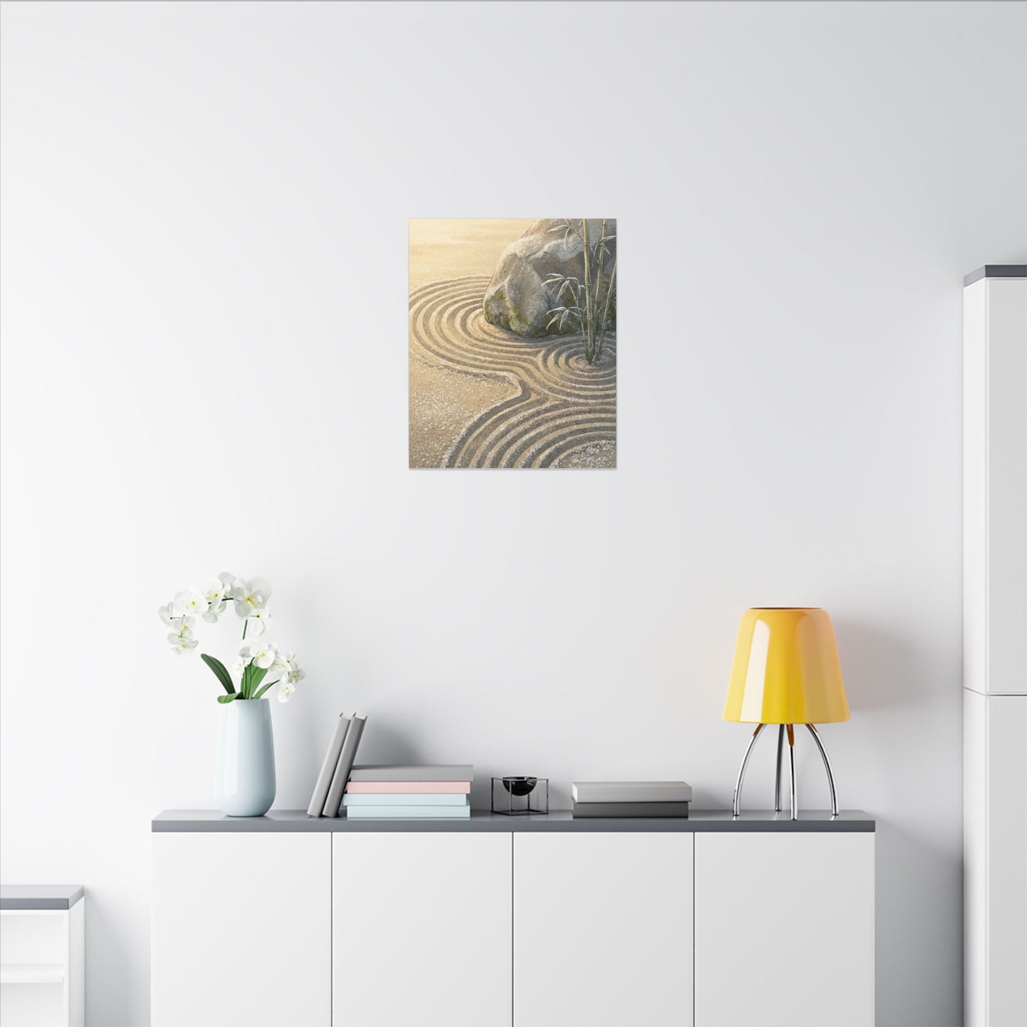 Rock Garden Winter Canvas Art | Zen Peaceful Design
