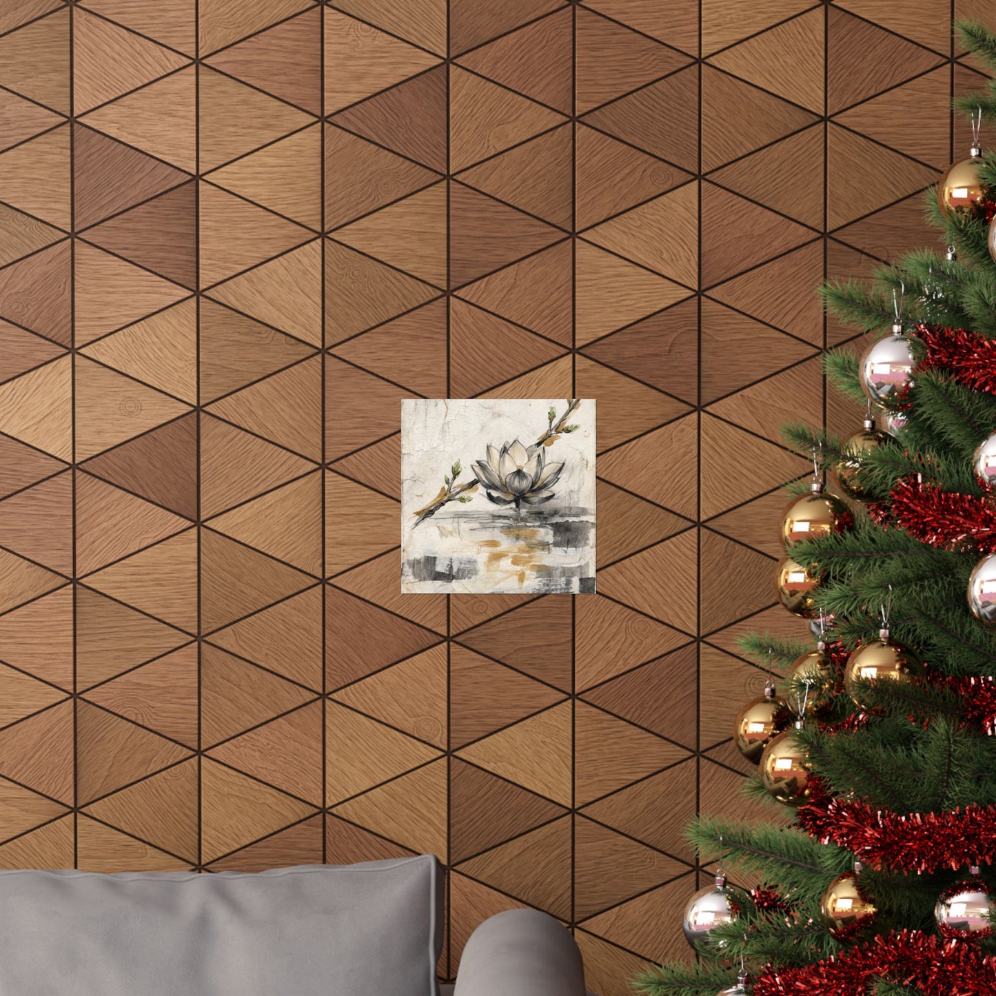 Seijaku Lotus Flower Wall Art Print - Japandi Texture