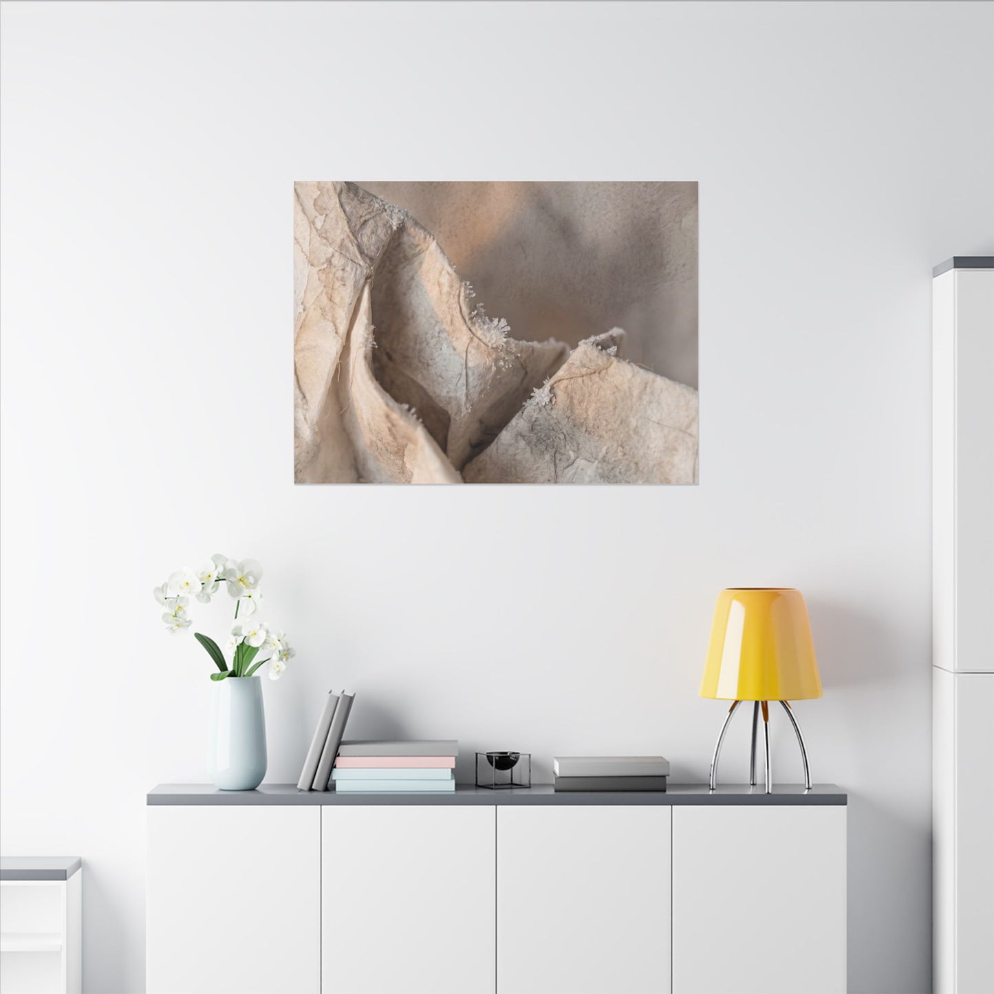 Japandi Paper Fold in Candlelight | Watercolor Canvas Art