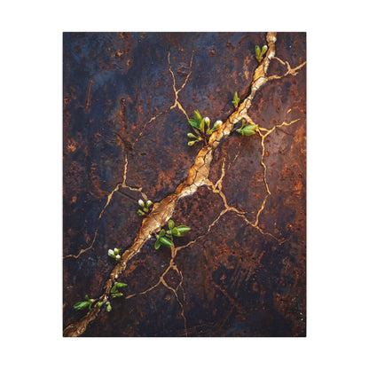 Rust Patina Spring Canvas Art | Kintsugi Resilient Design