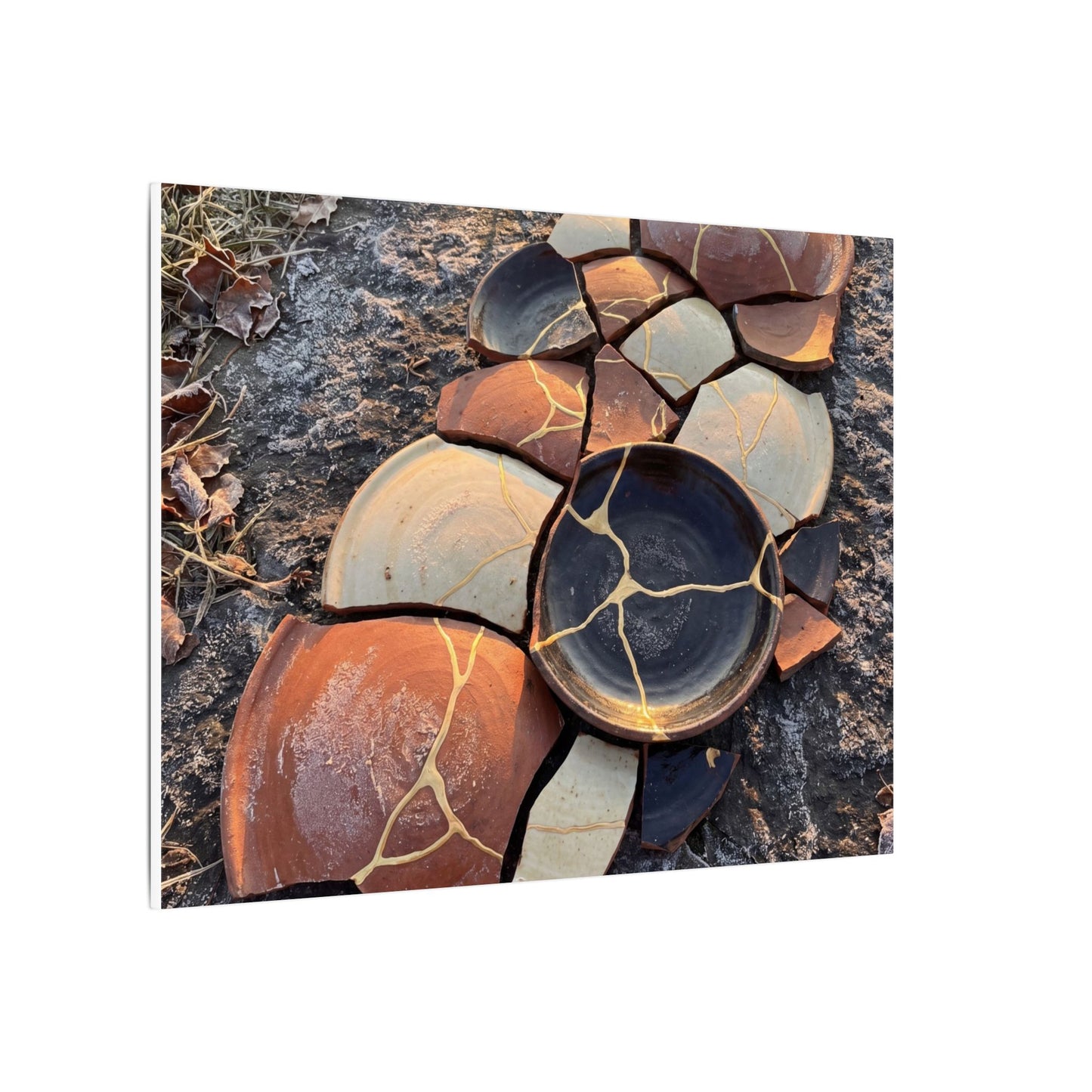 Winter Broken Pottery Gold Vein Canvas Art | Beautiful Decor