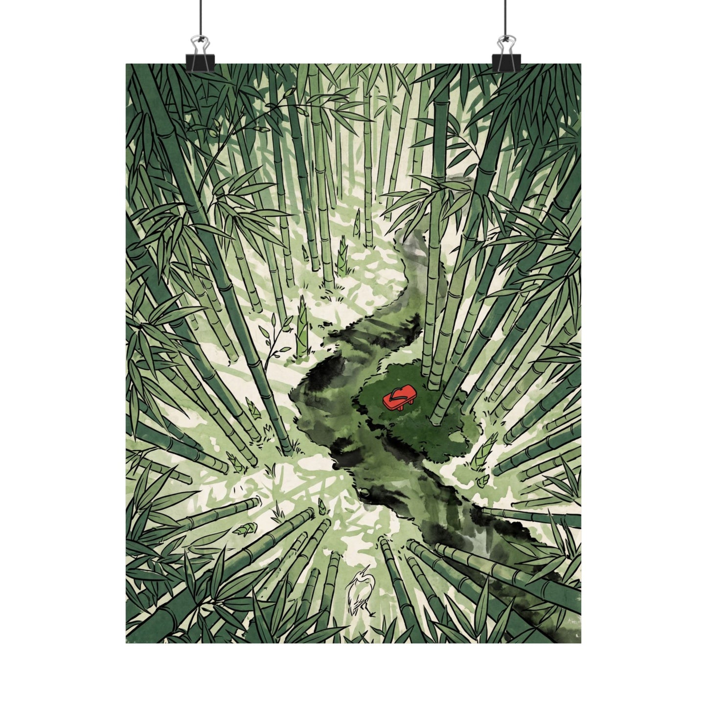 Zen Bamboo Grove in Overcast | Ukiyo E Inspired Wall Art Print