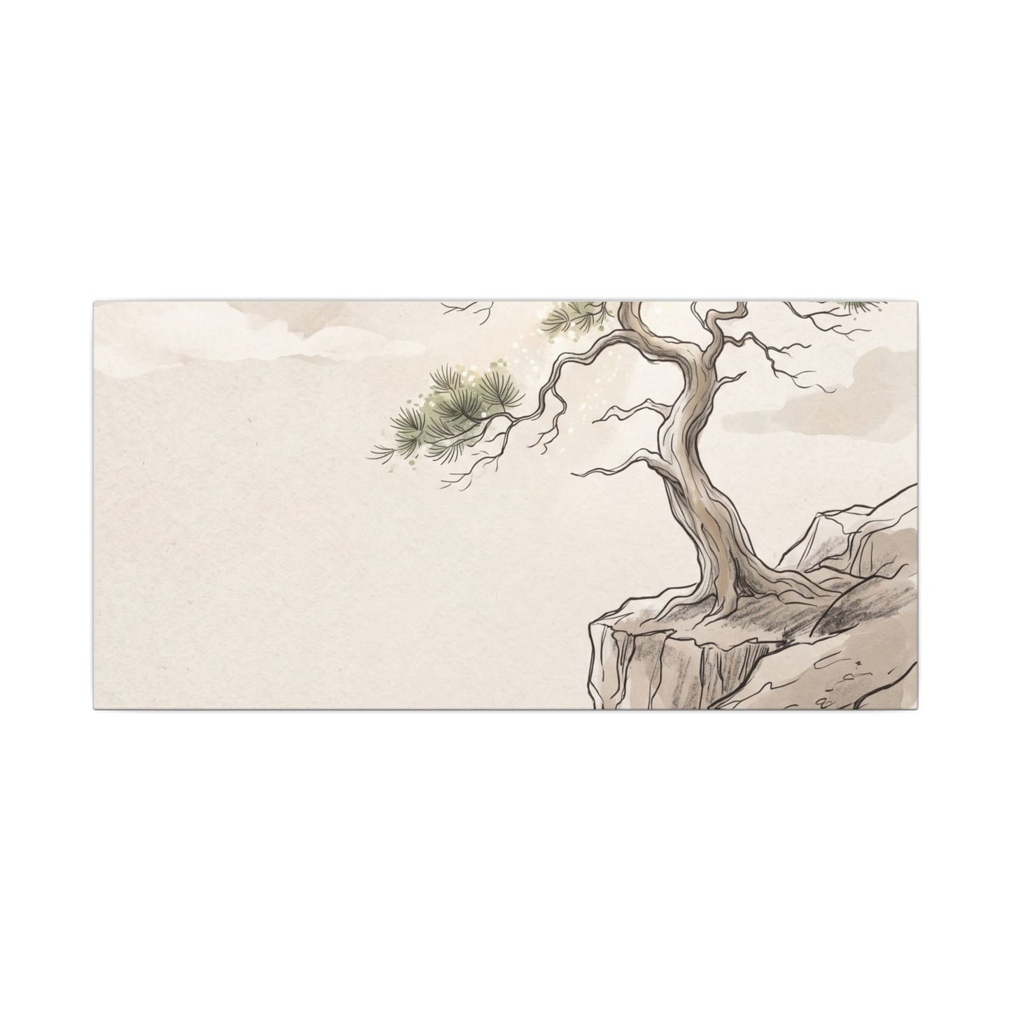 Japandi Pine Tree in Dappled | Minimal Line Canvas Art