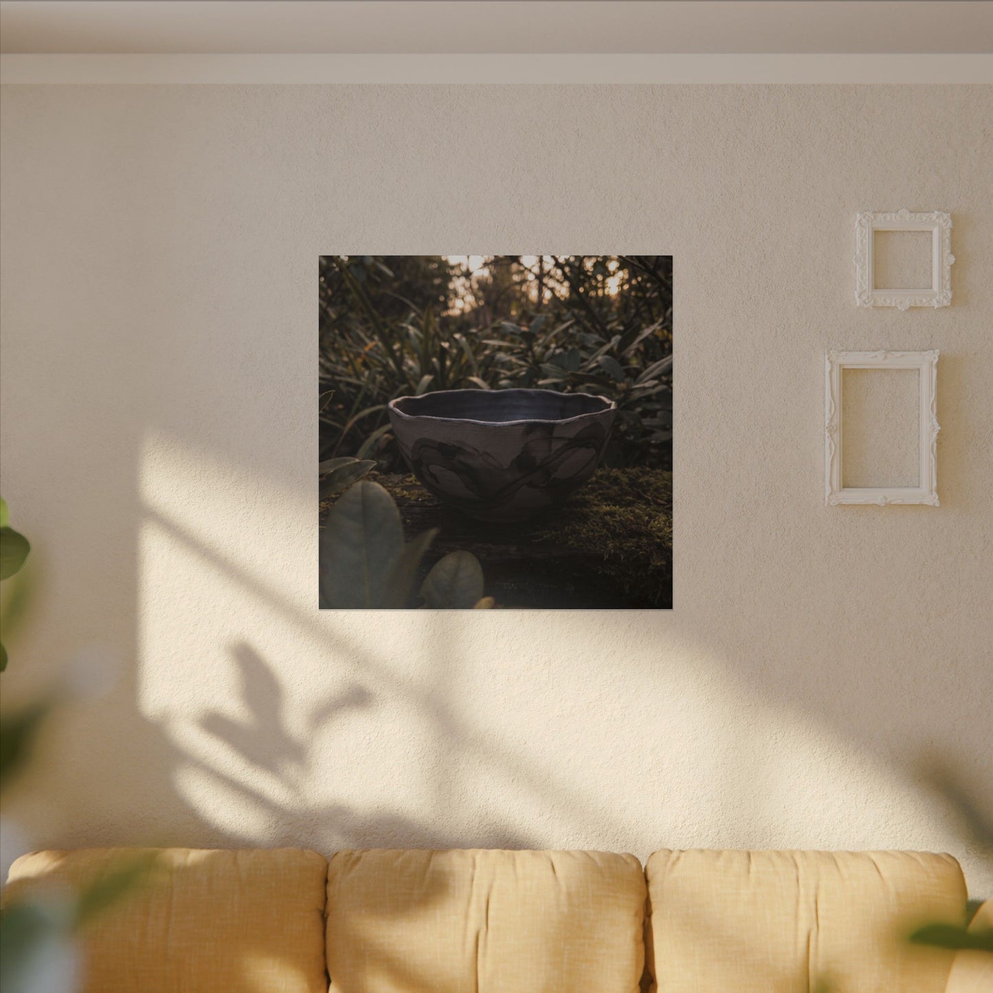 Ceramic Bowl Canvas Art | Summer Dark Japandi Charcoal Ink Art