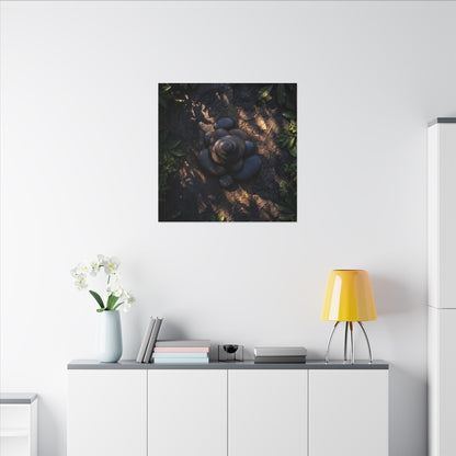 Ma River Stones Canvas Art - Dark Japandi Dark Texture
