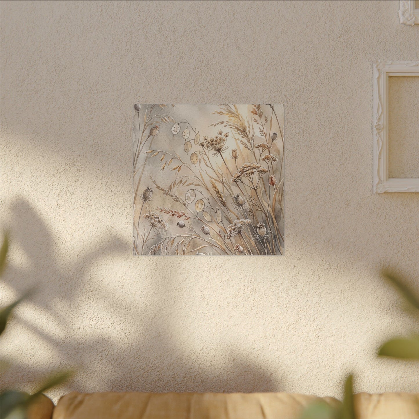 Winter Dried Flowers Watercolor Canvas Art | Warm Decor