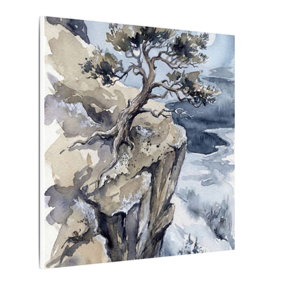 Pine Tree Canvas Art | Winter Japandi Watercolor Art