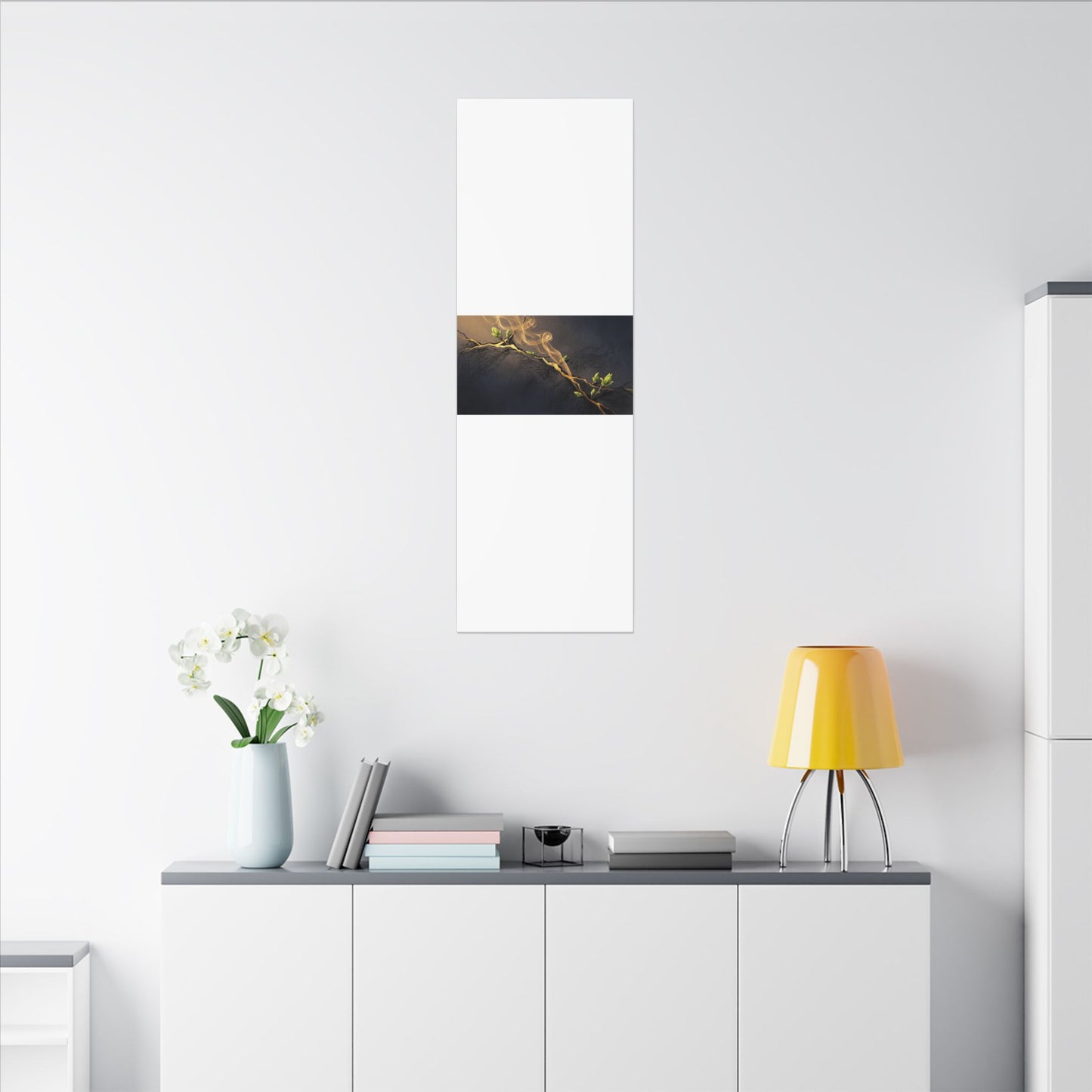 Spring Incense Smoke Gold Vein Canvas Art | Healing Decor