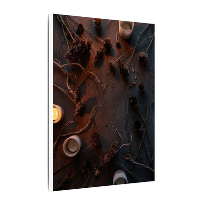 Dried Flowers Canvas Art | Winter Dark Japandi Moody Minimal Art