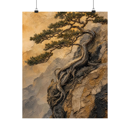 Elegant Pine Tree Wall Art Print - Texture Japandi