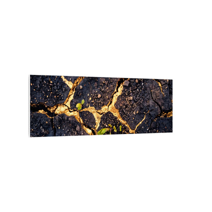 Spring Cracked Earth Crackle Gold Canvas Art | Healing Decor