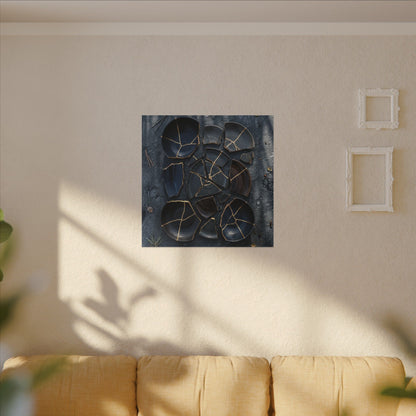 Dark Japandi Broken Pottery in Dappled | Shadow Zen Canvas Art