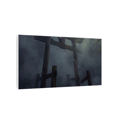 Dark Japandi Torii Gate in Dappled | Moody Minimal Canvas Art