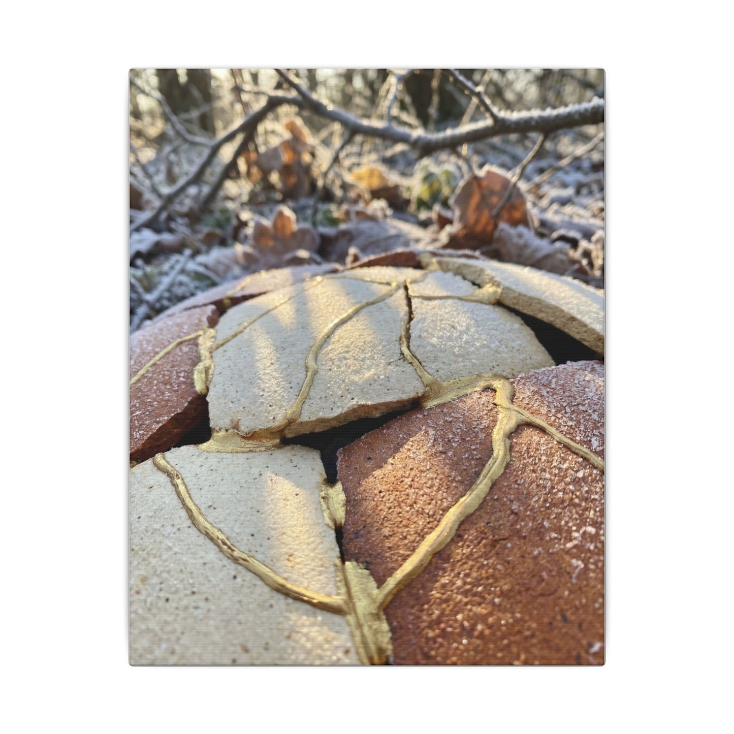 Broken Pottery Crackle Gold Canvas Art | Healing Kintsugi Art