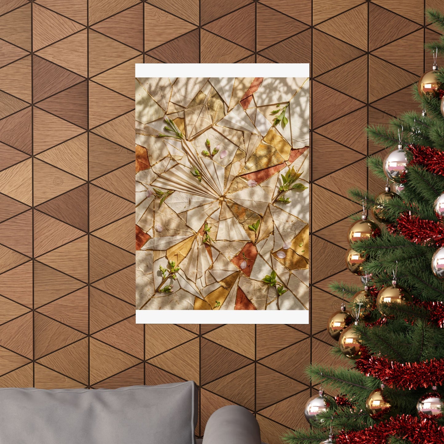 Artful Paper Fold Wall Art Print - Gold Repair Kintsugi