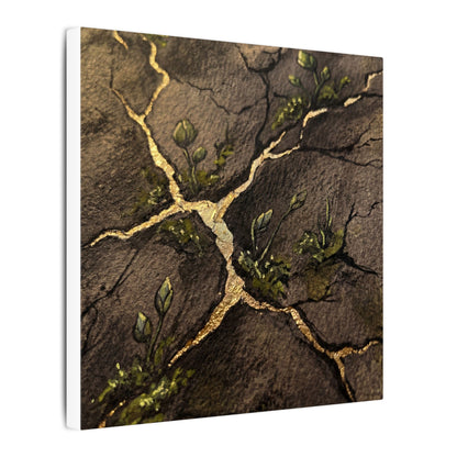 Spring Cracked Earth Charcoal Ink Canvas Art | Luxurious Decor