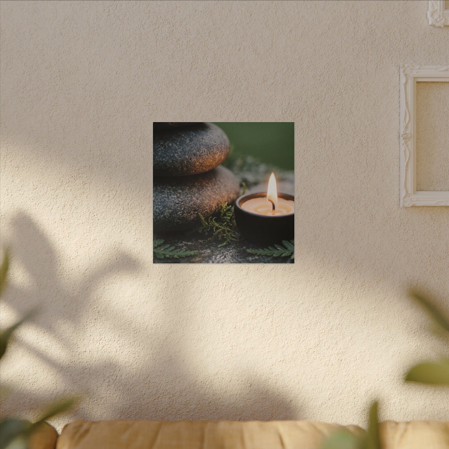 Warm River Stones Canvas Art - Japanese Pattern Japandi
