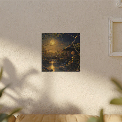 Spring Moonlit Garden Gold Vein Canvas Art | Resilient Decor