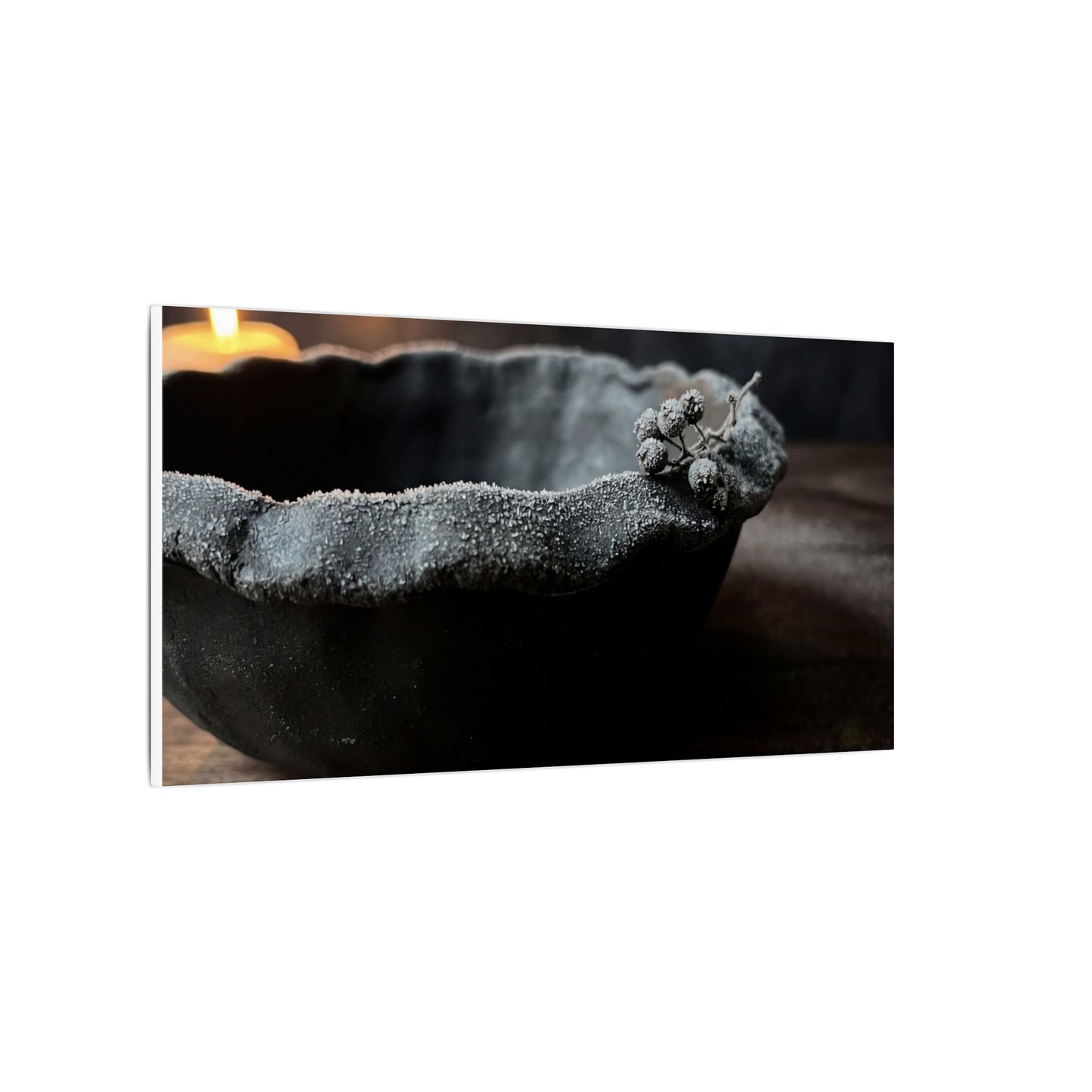 Ceramic Bowl Canvas Art | Winter Dark Japandi Shadow Zen Art
