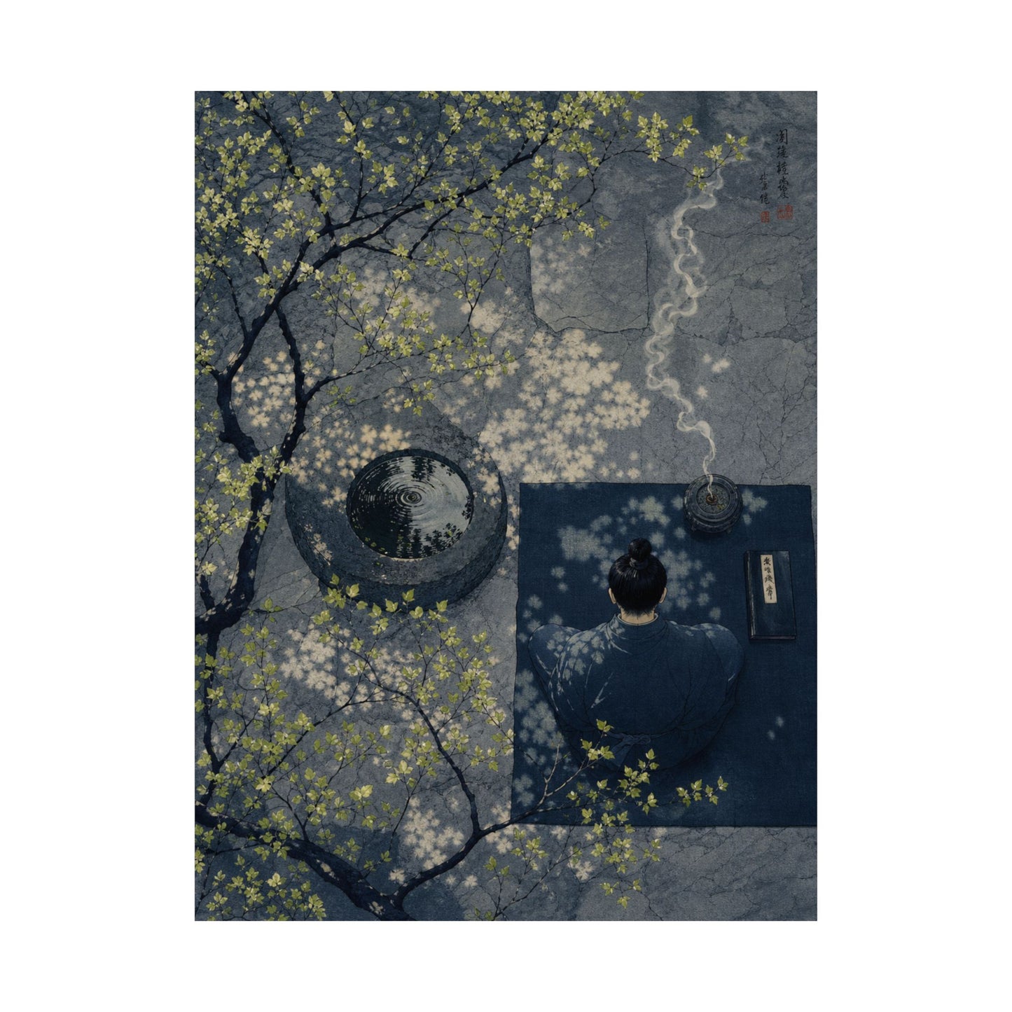Incense Smoke Wall Art Print | Spring Zen Ukiyo E Inspired Art