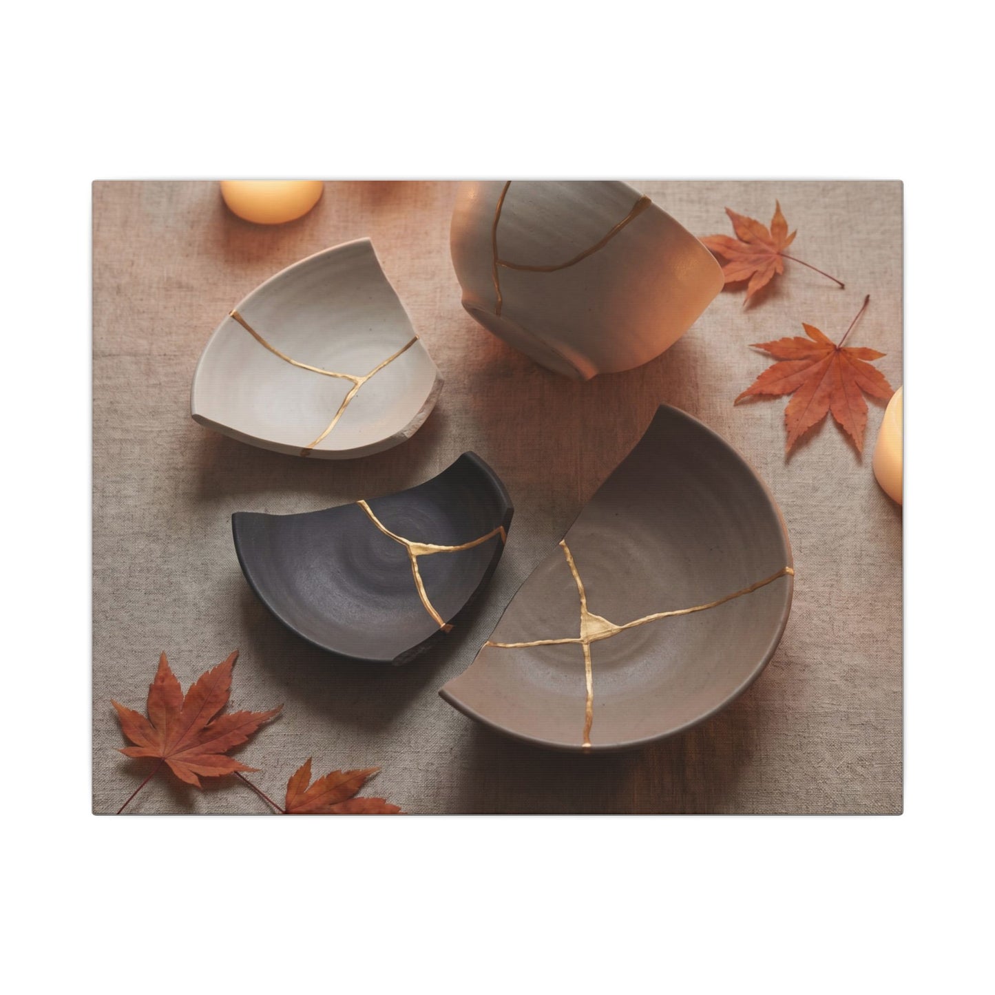 Candlelight Broken Pottery Canvas Art - Japandi Ma Art Print