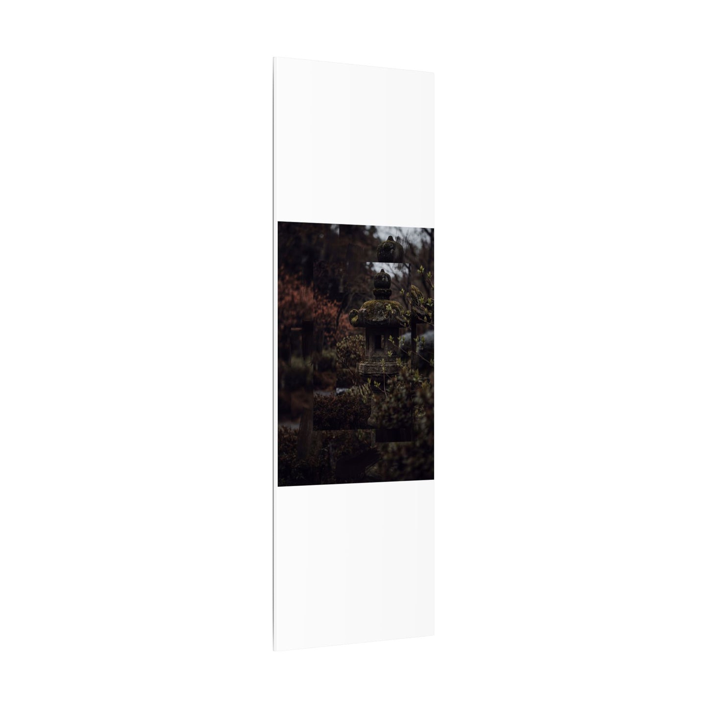 Stone Lantern Spring Canvas Art | Dark Japandi Bold Design