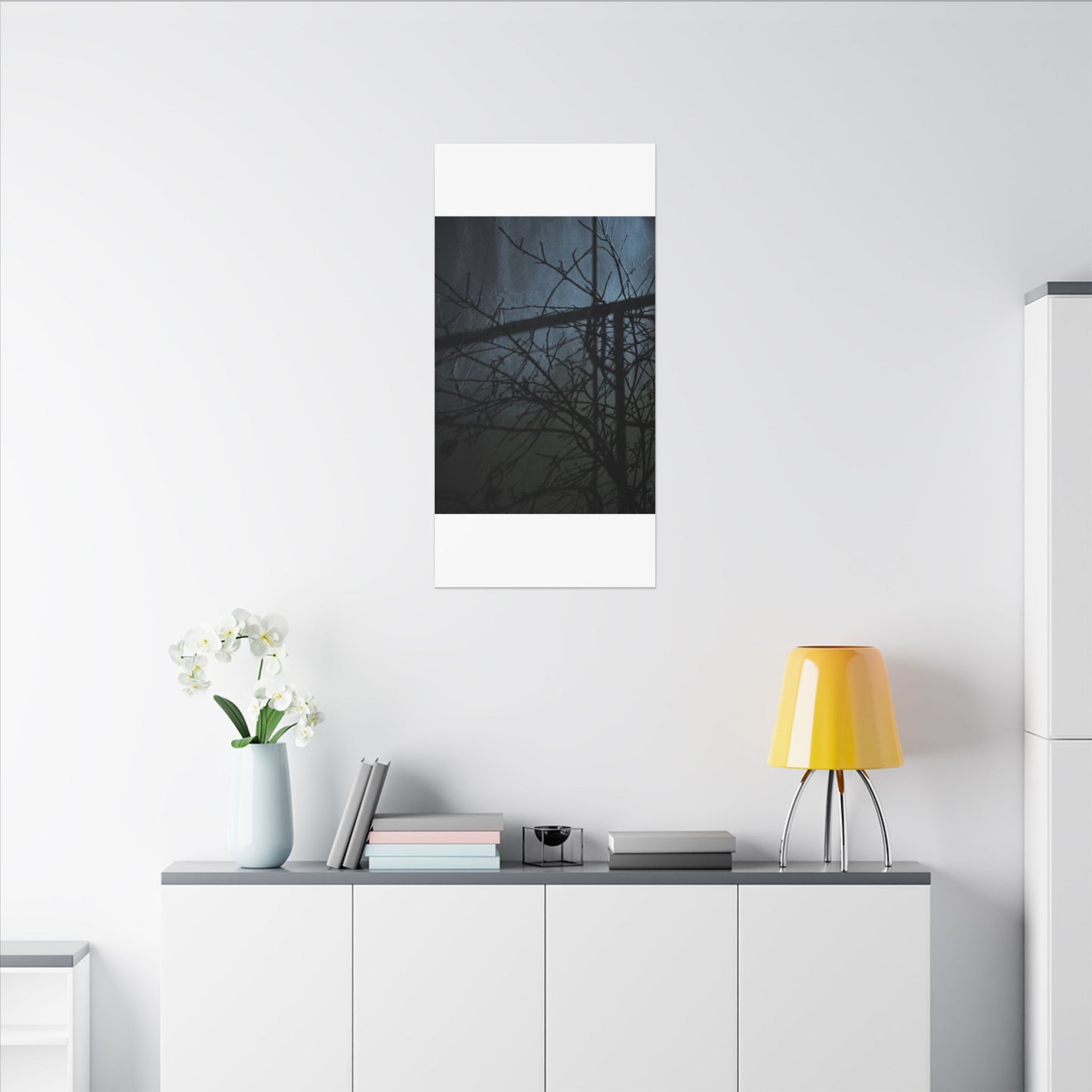 Moonlight Shadow Play Canvas Art - Dark Japandi Shibui