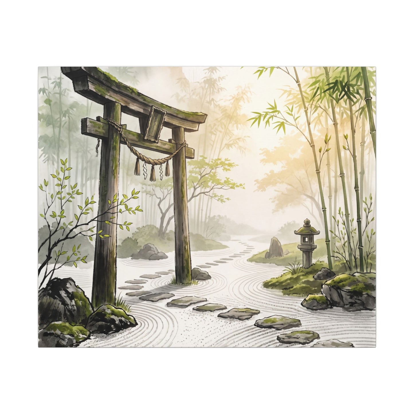Peaceful Torii Gate Canvas Art - Karesansui Zen